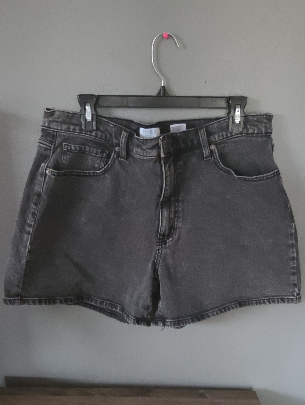 Time and Tru Black High-Rise Denim Shorts